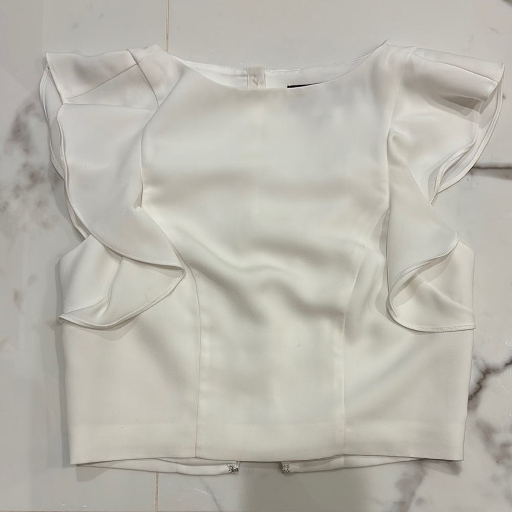 Kendall & Kylie white crop Ruffle Sleeve Blouse